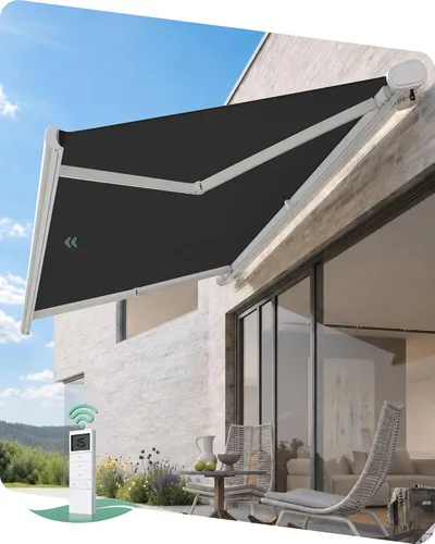 Vista 9 de Yoolax 12' x 8.2' Motorized Retractable Awning for Patio with Solar Powered Beige
