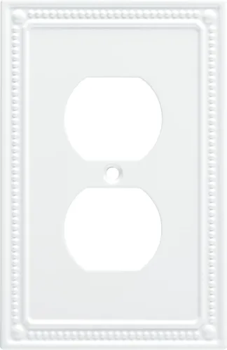 Vista 10 de Franklin Brass Placa de pared clásica con cuentas (1 unidad) para interruptor de luz, color blanco puro, protector de palanca de 1 banda, toma