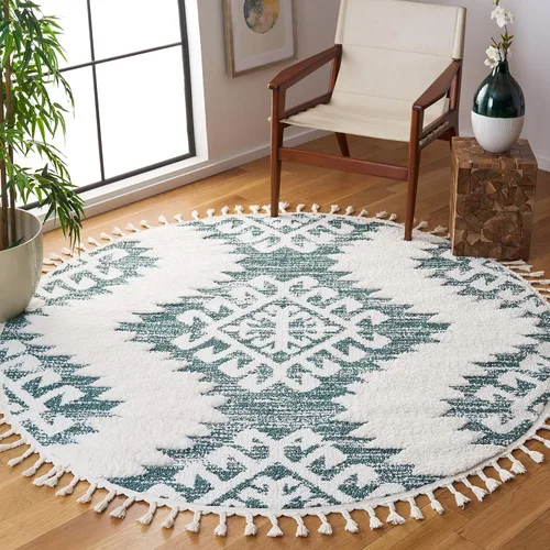 Vista 23 de SAFAVIEH - Alfombra de acento de la colección de borlas marroquíes Shag - 2'3" x 4', marfil y marrón, estilo bohemio, no suelta pelo y de fácil
