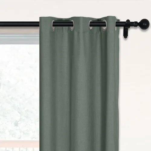 Vista 11 de Fcosie 38 pulgadas de ancho x 45 pulgadas de largo, cortinas de lino 100% opacas con revestimiento blanco, cortinas con aislamiento térmico, paneles