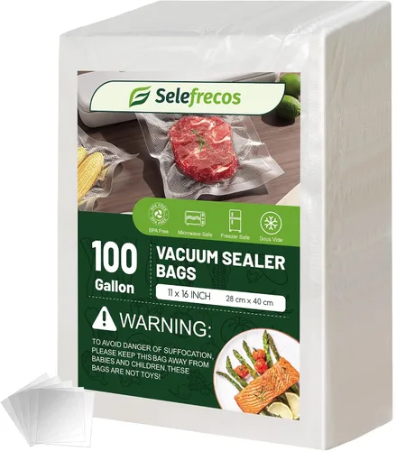 Vista 7 de Bolsas Selladoras al Vacío, 200 Cuartos Sin BPA de 8x12 Pulgadas para Food Saver, Seal a Meal, Weston. Bolsas de Almacenamiento de Alimentos al