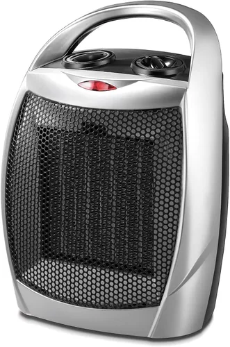 Vista 7 de Kismile Calentador de Espacio Eléctrico Pequeño Cerámico, Calentador Portátil con Ventilador para Oficina con Termostato Ajustable y Protección