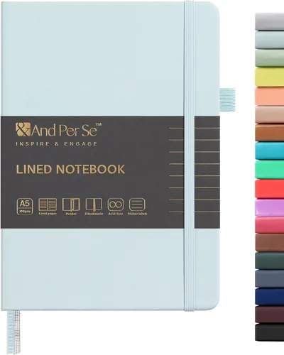Vista 55 de ⩓ Per Se Cuaderno de Diario con Líneas (3 Paquetes), 160 Páginas Papel Grueso 100GSM, A5 Tapa Dura Cuadernos con Rayas Universitarias para Escribir