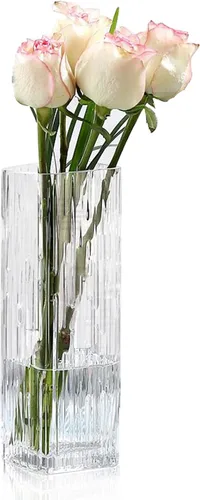 Vista 9 de Jarrón cuadrado moderno minimalista de cristal, florero, jarrón seco (ámbar)