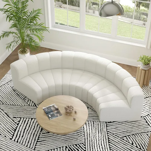 Vista 7 de LEVNARY Módulo redondo 1/8 para sofá modular (beige)