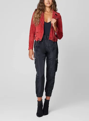 Vista 3 de BLANKNYC womens Luxury Clothing Cropped Suede Leather Motorcycle Jackets, Comfortable & Stylish Coats