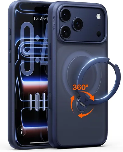 Vista 22 de TORRAS Q3 Spin - Funda para iPhone 14 Pro Max con soporte magnético 360, color negro