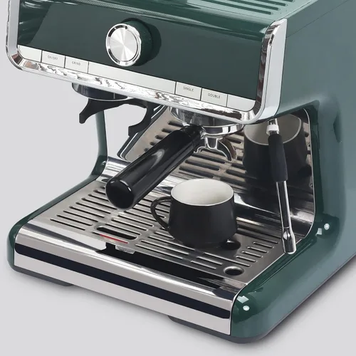 Vista 5 de Lareina Juego de 6 tazas de café de porcelana de 3 onzas, tazas de café apilables con platillos, cucharas y soporte de metal, tazas de cerámica