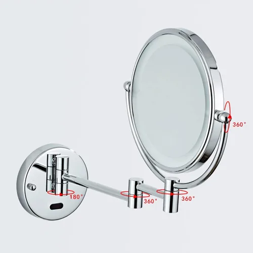 Vista 8 de GAUDIE Espejo de maquillaje LED con sensor inteligente con luces y aumento de 10X, espejo de tocador extensible giratorio de doble cara montado
