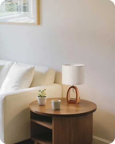Vista 8 de LE07TLP205 - Juego de 2 lámparas de mesa de madera, lámpara de noche pequeña de 14.2 pulgadas con pantalla de lino beige y base de madera de perlado