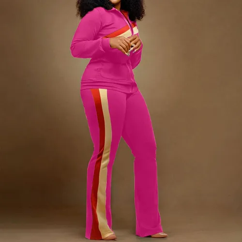Vista 5 de DUOWEI Conjunto de ropa de esquí para mujer, ropa deportiva de moda, pantalones de dos piezas, conjunto de bolsillo, trajes de chándal para mujer