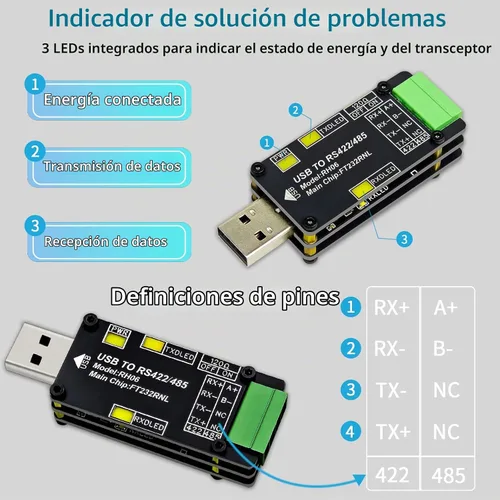 Vista 4 de Adaptador convertidor USB a RS485 RS422