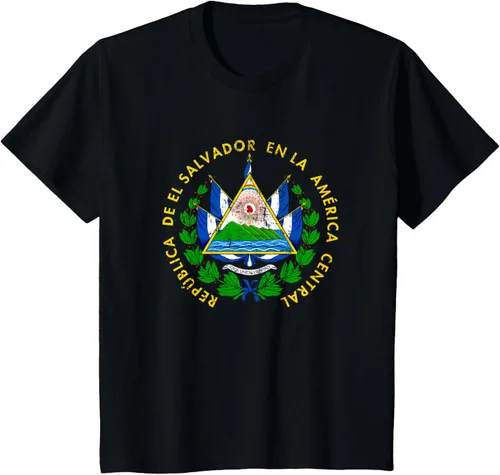 Vista 45 de Escudo de armas de El Salvador Salvadoran Distressed Design T-Shirt