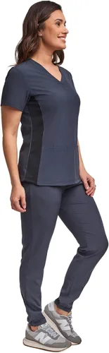 Vista 3 de Conjunto médico de enfermería GT 4FLEX para mujer con panel de punto elástico y pantalón deportivo