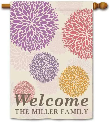 Vista 26 de Welcome Style Initial Garden Flag Snowflake Decor Customized Your Last Name 12.5X18 Inch Print Double Sided