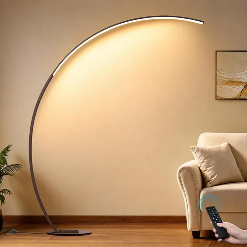 Vista 9 de Lámparas LED de cobertura ultra ancha de 2000 lm para sala de estar con 3 temperaturas de color, lámparas de pie de arco regulables blancas, lámpara
