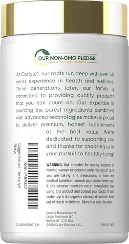 Vista 3 de Carlyle Guggul Extracto Suplemento 180 Cápsulas Guggulsterone Sin OMG y sin gluten