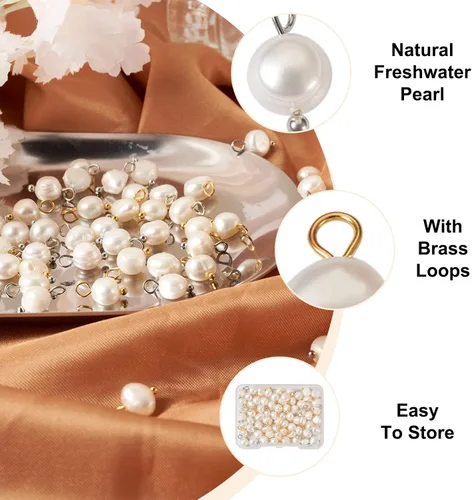 Vista 2 de Crafans - Abalorios de perlas de agua dulce cultivadas con bucles, perlas naturales, perlas barrocas, dijes de verano para manualidades, suministros
