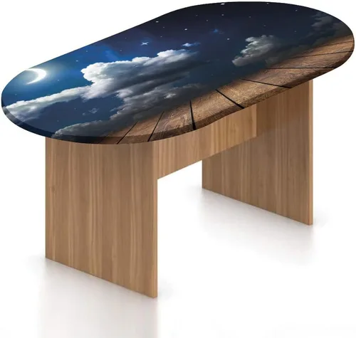 Vista 12 de XISUNYA Mantel ajustable ovalado de poliéster con bordes elásticos nocturnos, estampado de galaxia y nebulosa de la Vía Láctea, se adapta a mesas