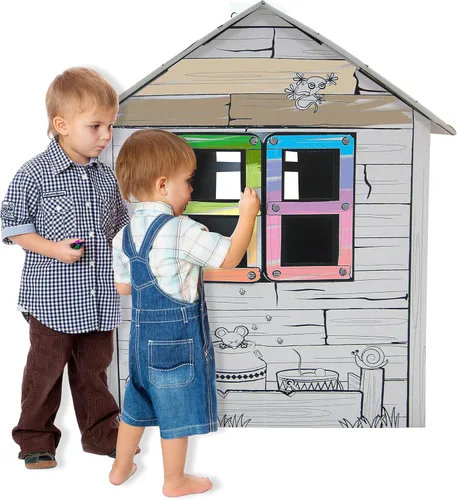Vista 4 de Adventure Awaits! Casa de juegos de granja de cartón para niños, colorea, dibuja y personaliza, ideal para el tiempo de juego y el tiempo de artes