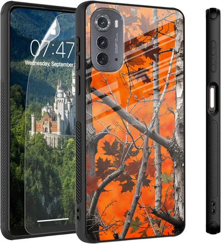 Vista 84 de Funda para Motorola Moto Edge 2022, cubierta trasera de vidrio templado con protector de pantalla, funda protectora a prueba de golpes para Motorola