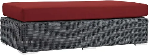 Vista 8 de Modway Summon - Otomana cuadrada de mimbre para patio al aire libre Sunbrella en lona toscana