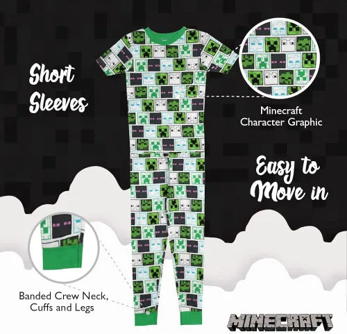Vista 4 de Minecraft Pijama de algodón de ajuste cómodo para niños