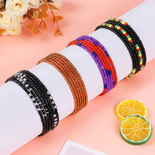 Vista 38 de 4 cuentas de cintura africana hechas a mano de 50 pulgadas para mujer, no elásticas (corbata)