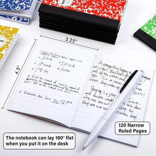 Vista 2 de feela Cuaderno de composición, tamaño pequeño, 30 unidades, 5 colores, con rayas estrechas, mini libros de composición a granel, de bolsillo