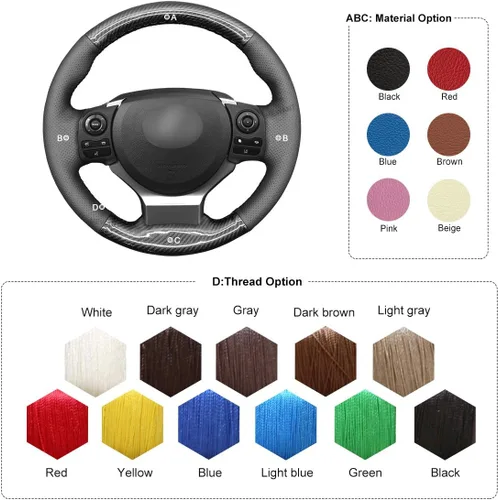 Vista 4 de MEWANT Funda para volante de automóvil para Lexus es 200t 250 300 350 F Sport/RC/CT 200h / NX PU de fibra de carbono y cuero de microfibra