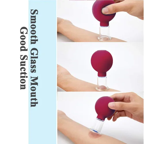 Vista 5 de FeelFree Sport Juego de ventosas faciales de vidrio, 4 piezas de silicona con succión al vacío, tazas de masaje facial anticelulitis