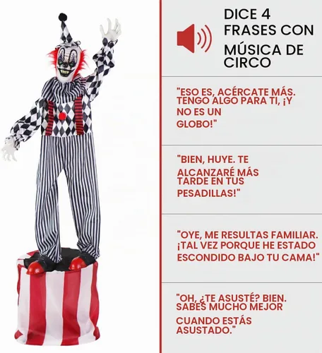 Vista 4 de Haunted Hill Farm Payaso parlante en el escenario Animatronic de Halloween