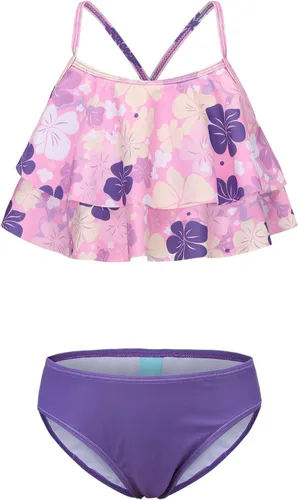 Vista 11 de Traje de baño de dos piezas para niñas, traje de baño hawaiano para niñas de 3 a 16 años Negro Rosa Rojo Floral