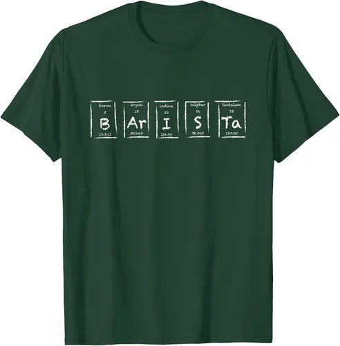 Vista 55 de Barista Espresso Latte Cappuccino Coffee Periodic Table T-Shirt Asphalt Grey