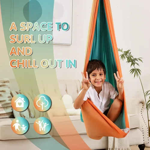 Vista 7 de Columpio Sensorial, Columpio Sensorial para Interior y Exterior para Niños y Adultos, Columpio de Abrazo de Doble Capa para Terapia para Niños