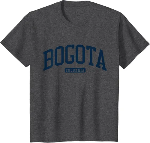 Vista 34 de Bogotá Colombia College University Style Camiseta azul marino, Blanco