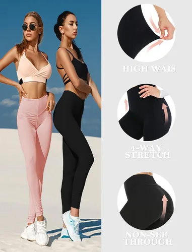 Vista 3 de TMAIHOHIA Paquete de 3 leggings para mujer, leggings de entrenamiento de cintura alta, control de abdomen, leggings de compresión, pantalones de yoga