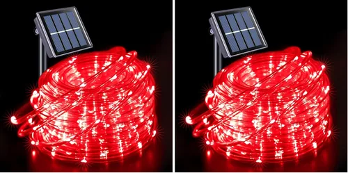Vista 25 de JMEXSUSS 2 * 200 luces LED rosas solares tipo cuerda, 66 pies IP65 impermeables, luces solares de cadena para exteriores, 8 modos de luces navideñas