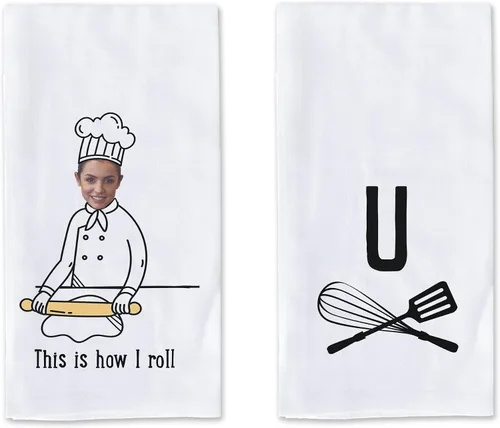 Vista 13 de Toalla de cocina personalizada para BBQ Kings – Divertido juego de toallas de cocina. 100% algodón hilado en anillo puro, toallas de cocina súper