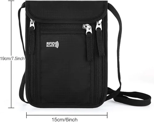 Vista 4 de KEAFOLS Bolsa de viaje para el cuello, cartera familiar para pasaporte con bloqueo RFID