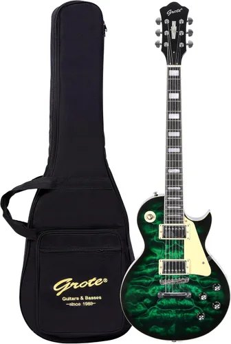 Vista 16 de Grote Guitarra eléctrica de cuerpo sólido LPYS-006 Maple Neck Ideal para todos los niveles con Gigbag (marrón antiguo)