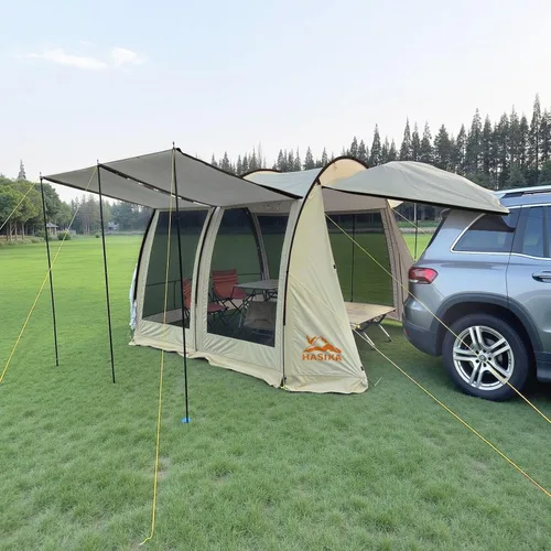 Vista 2 de Tiendas para acampar 4/6 persona grande malla ventanas impermeable familia tienda de campaña universal para fiesta al aire libre festival