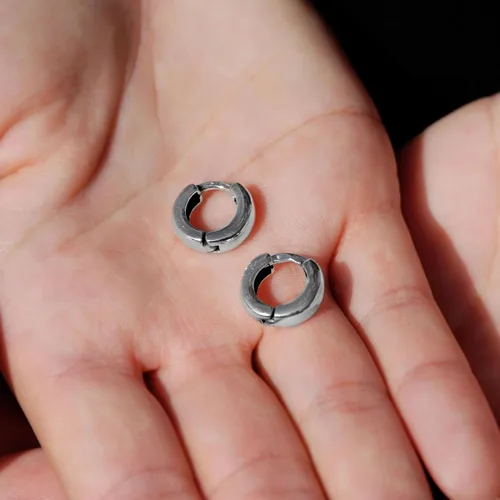 Vista 7 de Aretes de aro de plata 925 minimalistas para uso diario, aretes de aro pequeños circulares