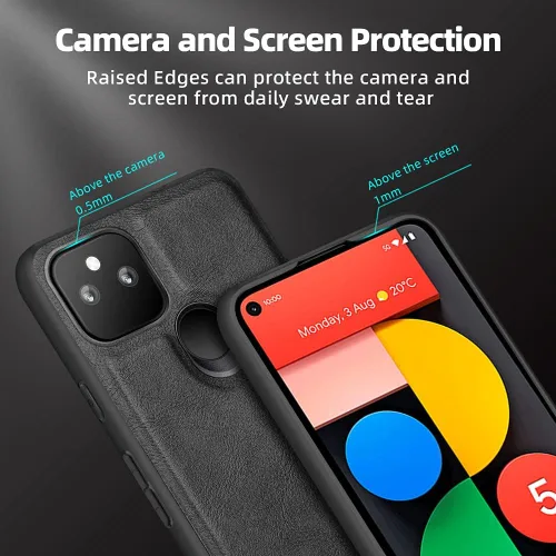 Vista 4 de X-level Funda protectora para Google Pixel 5A 5G, piel sintética de alta calidad, TPU suave, a prueba de golpes, funda protectora para Google Pixel