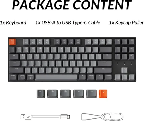 Vista 9 de Keychron Teclado mecánico inalámbrico K8 Tenkeyless para Mac, retroiluminación blanca, Bluetooth, multitarea, teclado para juegos con cable tipo C