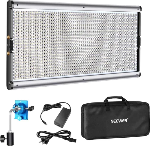 Vista 10 de Neewer Luz de video profesional regulable bicolor con soporte en U para estudio, kit de iluminación para video al aire libre de YouTube
