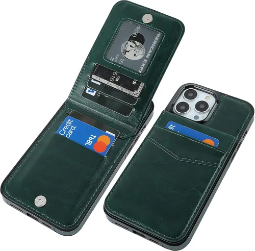 Vista 14 de KIHUWEY Compatible con iPhone 13 Pro Max Funda Cartera con Soporte para Tarjetas de Crédito, Cuero Premium Cierre Magnético Soporte Plegable Funda