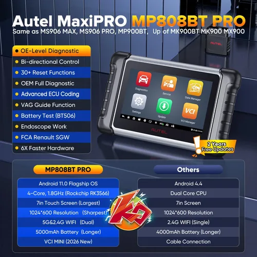 Vista 2 de Autel MaxiPRO MP808BT PRO, 2026 ECU C0ding escáner con actualización de 2