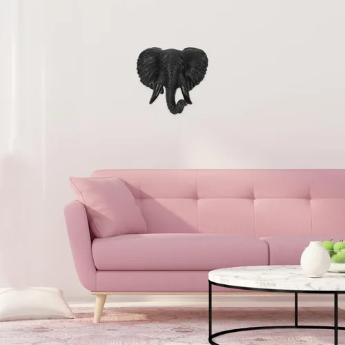 Vista 7 de Luxshiny Decoración de pared de cabeza de elefante, escultura de animales 3D, resina para colgar en la pared, arte africano de vida silvestre