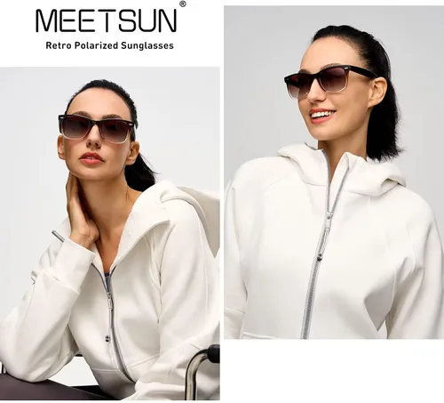 Vista 65 de MEETSUN Polarized Sunglasses for Women Men Classic Retro Square Frame Driving Sun Glasses UV Protection